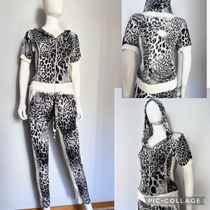 SALE💥NWT WOMEN TRACKSUIT SET HOODED JACKET/PANTS ZIPPED LOUNGEWEAR ANIMAL PRINT